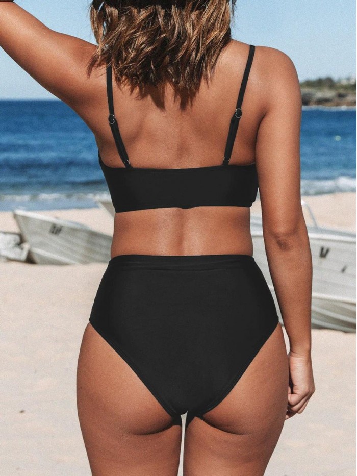 CUPSHE Women's Bikini Sets Two Piece Swimsuits Twist High Waisted V Neck  Spaghetti Straps : : Clothing, Shoes & Accessories